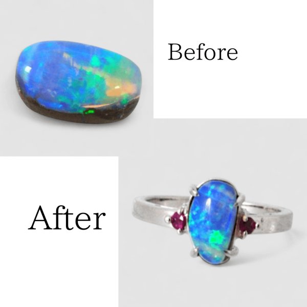 画像1: 【オーダー例】K18WGボルダーオパールリング制作 (1)