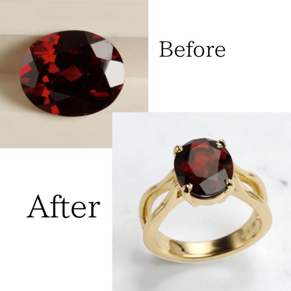 画像1: 【リフォーム・オーダー例】K18ガーネットリング制作 (1)