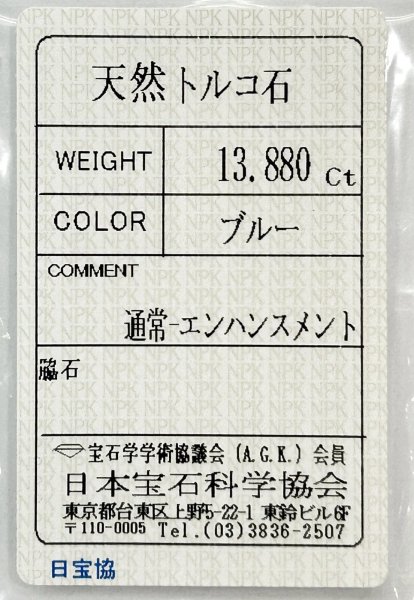 画像6: 【ソーティング付き】ターコイズ 13.880ct 約20×15mm (6)
