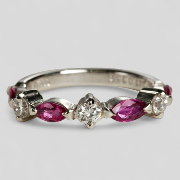 画像2: Pt900マーキスルビー、ダイヤ入りファッションリング (2)