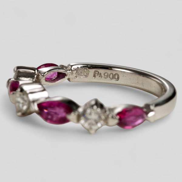 画像4: Pt900マーキスルビー、ダイヤ入りファッションリング (4)