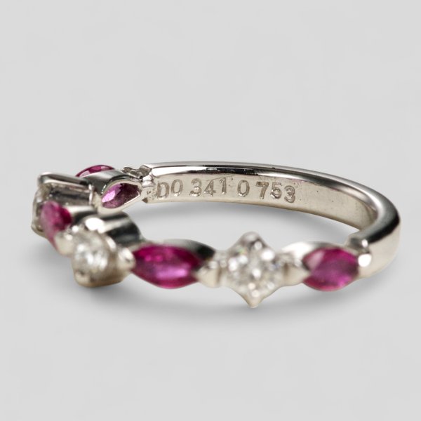 画像5: Pt900マーキスルビー、ダイヤ入りファッションリング (5)