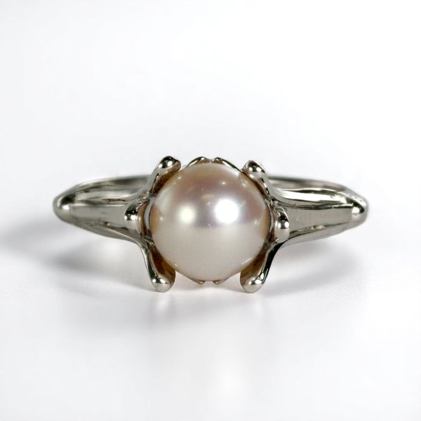 画像2: SV925 アコヤパール×百合モチーフリング (2)