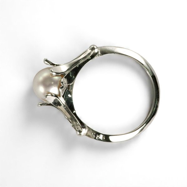 画像4: SV925 アコヤパール×百合モチーフリング (4)